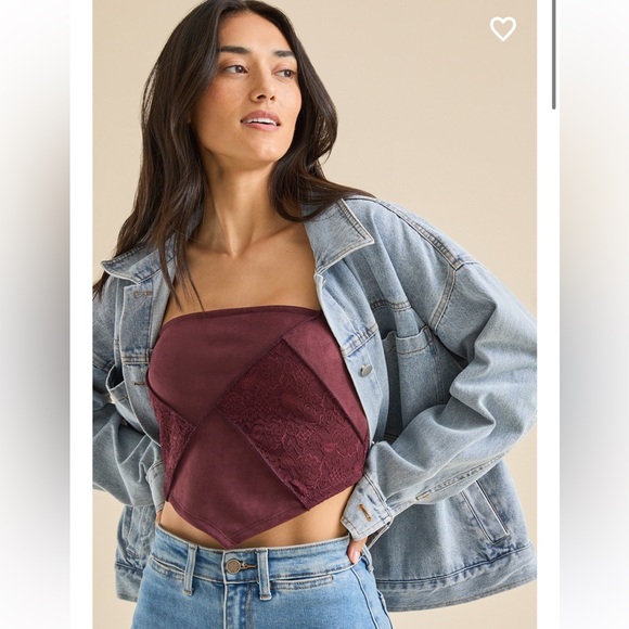 New with tags Altar’d state jasmine suede lace tube top - Picture 2 of 3